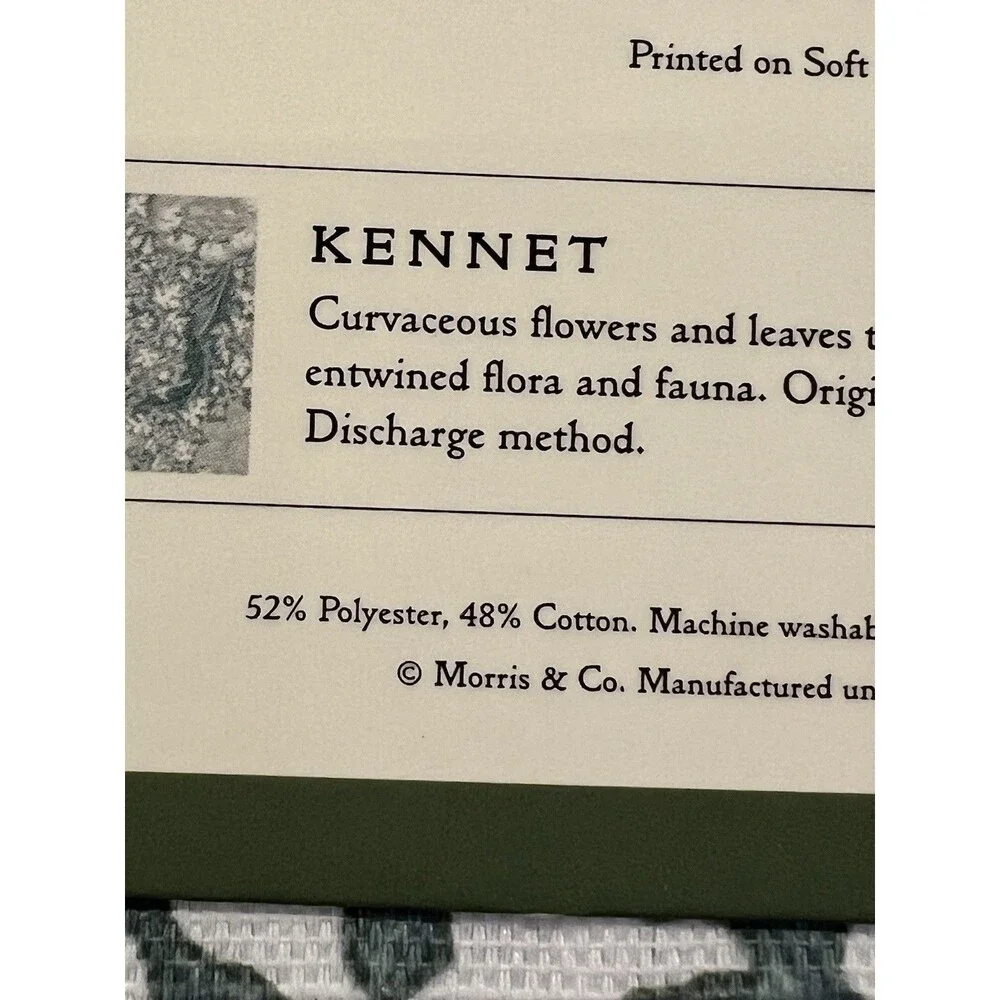 Morris & Co. KENNET Shower Curtain Floral Garden Cotton Blend Fabric 72x72” New